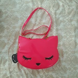 Hot Pink Vinyl Cat Purse by Osumashi Pooh Chan
